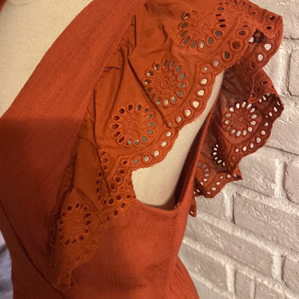 SOLD Twine and String Woman Orange Blouse/Top size M - Picture 4 of 12